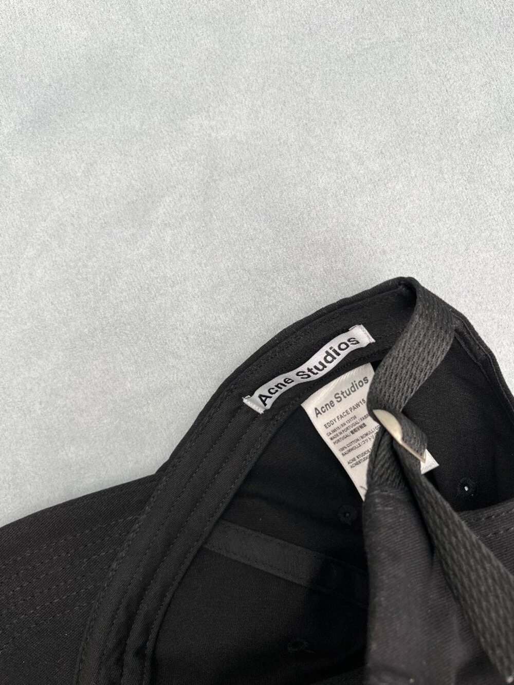 Acne Studios Face Cotton Baseball Cap -All Black with Face Embroidery-Adjustable - Picture 6 of 7